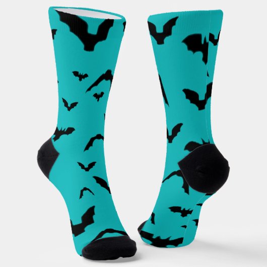 Flying Bats on Teal Sokken (Gebogen)
