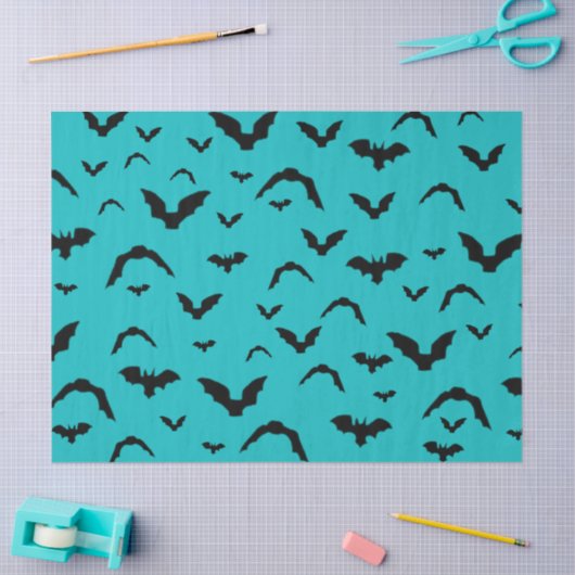 Flying Bats on Teal Tissue Paper Tissuepapier (Craft)