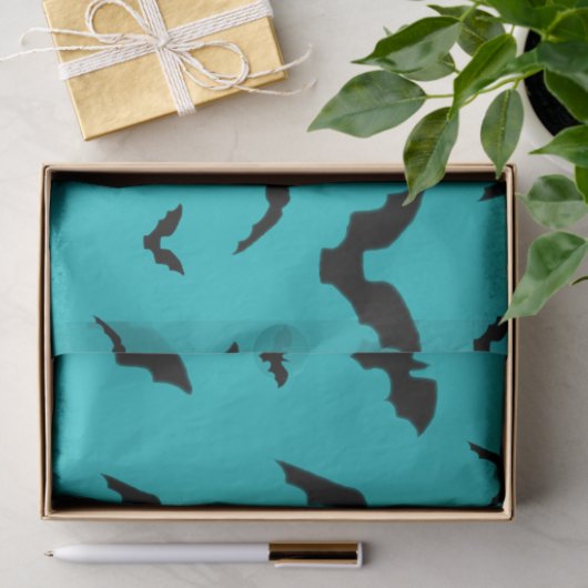 Flying Bats on Teal Tissue Paper Tissuepapier (Geschenk)