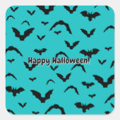 Flying Bats on Teal Vierkante Sticker (Voorkant)