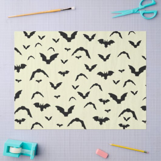 Flying Bats on Yellow Tissue Paper Tissuepapier (Craft)