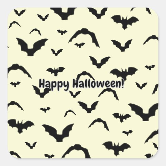 Flying Bats on Yellow Vierkante Sticker (Voorkant)