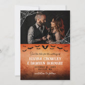 Flying Bats Spider Web Gothic Foto De datum opslaa Save The Date (Voorkant)