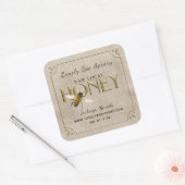 Flying Bee Metallic Gold Honey Label fancy border (Envelop)