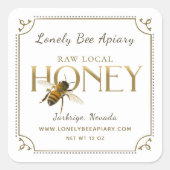 Flying Bee Metallic Gold Honey Label fancy border (Voorkant)