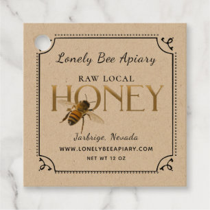 Flying Bee Metallic Gold Honey Label fancy grens