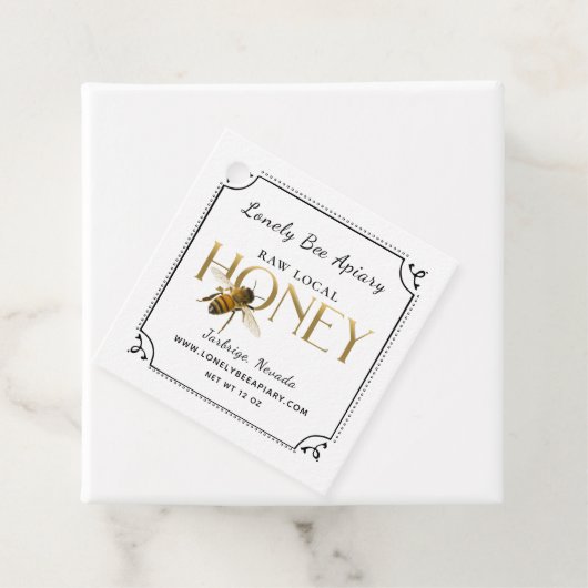 Flying Bee Metallic Gold Honey Label fancy grens (In situ)