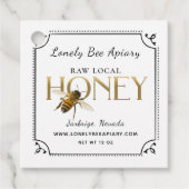 Flying Bee Metallic Gold Honey Label fancy grens (Voorkant)