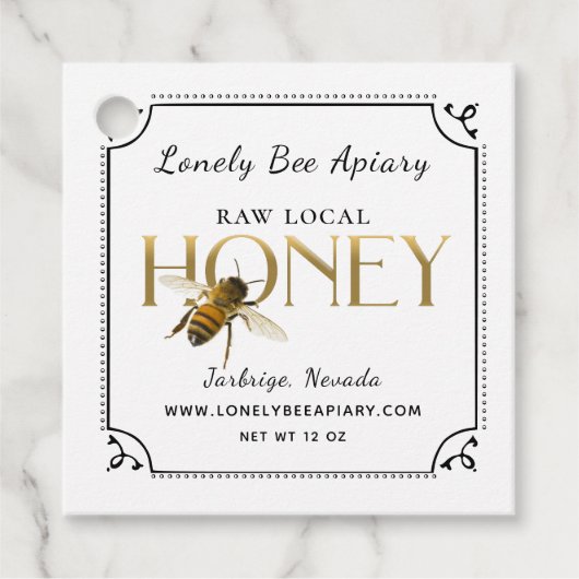 Flying Bee Metallic Gold Honey Label fancy grens (Voorkant)