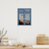 Flying Bird Picture Window Scenery - Illusion Poster (Keuken)