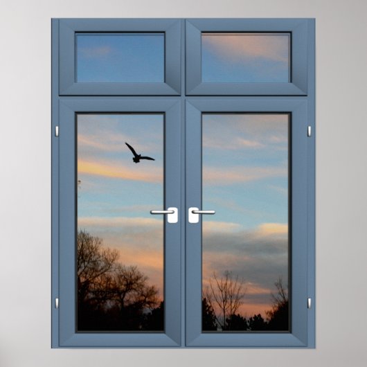 Flying Bird Picture Window Scenery - Illusion Poster (Voorkant)