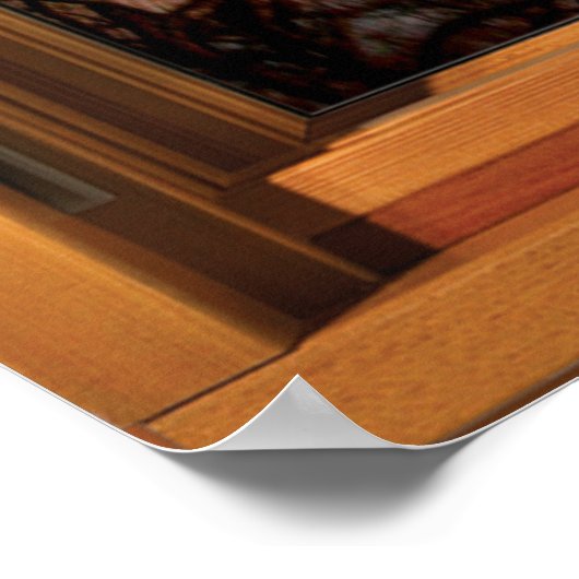 Flying Bird Silhouette Wooden Window Illusion Poster (Hoek)