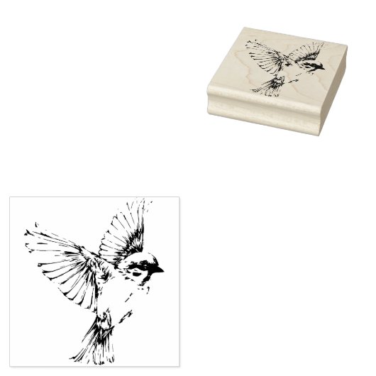Flying Bird Sparrow Wings Craft Journal Rubberstempel (Gestempeld)