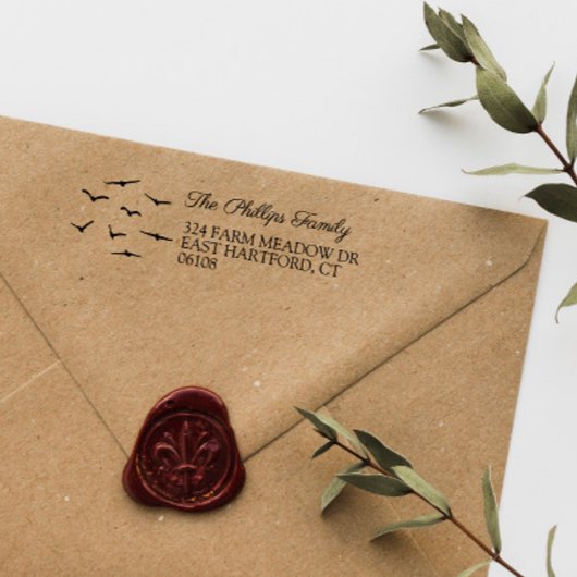 Flying Birds Country Boerderij Rural Name & Addres Zelfinktende Stempel