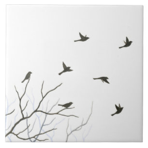 Flying Birds Silhouette Art Tile Tegeltje