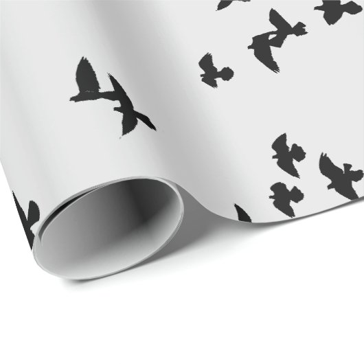 Flying Black Birds Gothic Cadeaupapier (Rol Hoek)