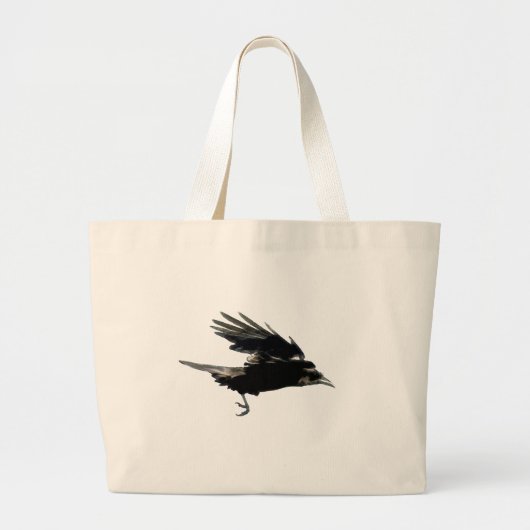 Flying Black Crow Art voor Birdlovers Grote Tote Bag (Voorkant)