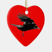 Flying Black Crow Art voor Birdlovers Keramisch Ornament (Rechts)