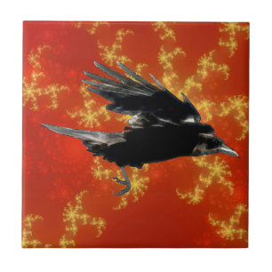 Flying Black Crow Art voor Birdlovers Tegeltje