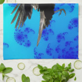 Flying Black Crow Art voor Birdlovers Theedoek (Gevouwen)