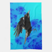 Flying Black Crow Art voor Birdlovers Theedoek (Verticaal)