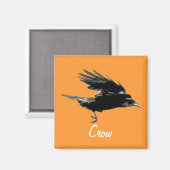 Flying Black Crow Birdlover Magnet (Voorkant / Achterkant)