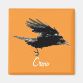 Flying Black Crow Birdlover Magnet (Voorkant)