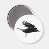 Flying Black Crow Birdlover Magnet (Voorkant / Achterkant)