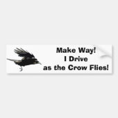 Flying Black Crow Wildlife Art Bumpersticker (Voorkant)