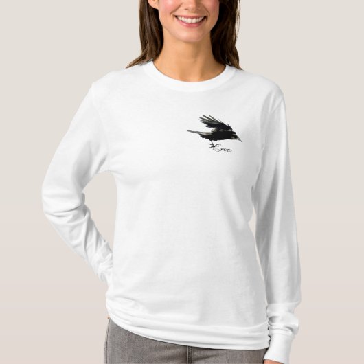 Flying Black CROW Wildlife Art Shirt (Voorkant)