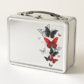 Flying Black en Red Morpho Vlinders (Voorkant)