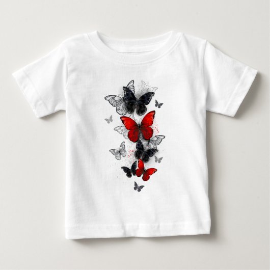 Flying Black en Red Morpho Vlinders (Voorkant)