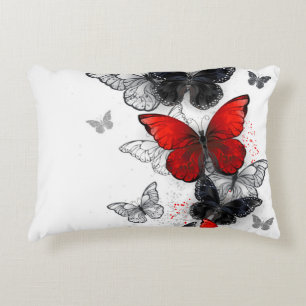 Flying Black en Red Morpho Vlinders Accent Kussen