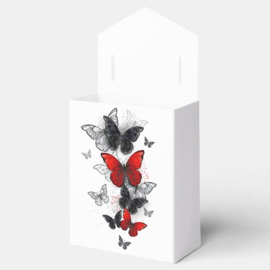 Flying Black en Red Morpho Vlinders Bedankdoosjes (Geopend)