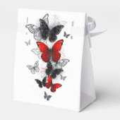 Flying Black en Red Morpho Vlinders Bedankdoosjes (Achterkant)