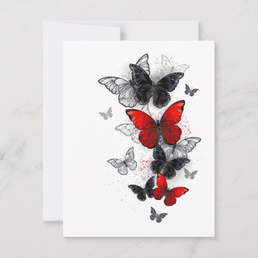 Flying Black en Red Morpho Vlinders Bedankkaart (Voorkant)