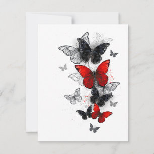 Flying Black en Red Morpho Vlinders Bedankkaart