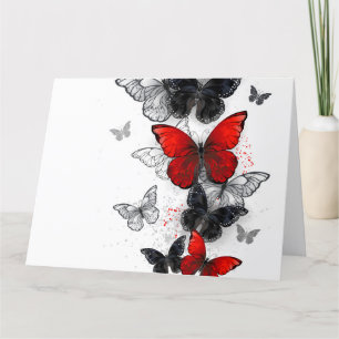 Flying Black en Red Morpho Vlinders Bedankkaart