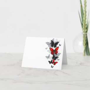 Flying Black en Red Morpho Vlinders Bedankkaart