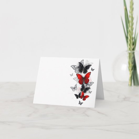 Flying Black en Red Morpho Vlinders Bedankkaart (Voorkant)