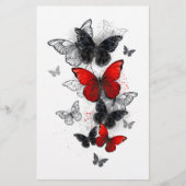 Flying Black en Red Morpho Vlinders Briefpapier (Voorkant)