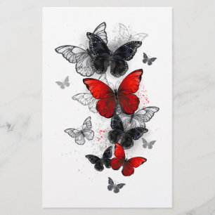 Flying Black en Red Morpho Vlinders Briefpapier