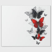 Flying Black en Red Morpho Vlinders Cadeaupapier (Vlak)