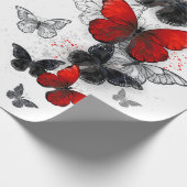 Flying Black en Red Morpho Vlinders Cadeaupapier (Hoek)