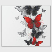 Flying Black en Red Morpho Vlinders Cadeaupapier (Vlak)