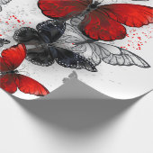 Flying Black en Red Morpho Vlinders Cadeaupapier (Hoek)