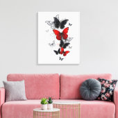 Flying Black en Red Morpho Vlinders Canvas Afdruk (Insitu (Woonkamer))