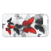 Flying Black en Red Morpho Vlinders Case-Mate iPhone Case (Achterkant (Horizontaal))