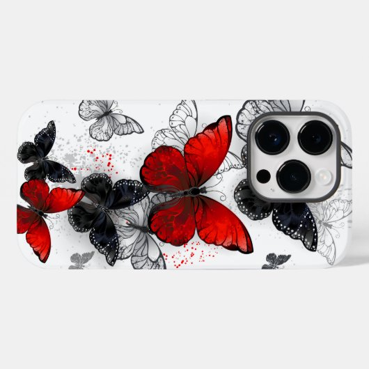 Flying Black en Red Morpho Vlinders Case-Mate iPhone Case (Achterkant (horizontaal))