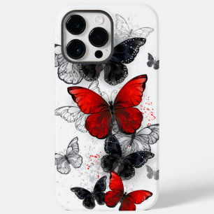 Flying Black en Red Morpho Vlinders Case-Mate iPhone 14 Pro Max Hoesje
